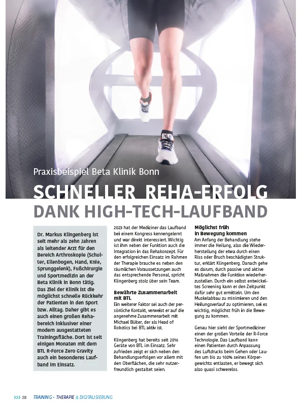 Training  Therapie & Digitalisierung, dem Fachmagazin für den neuen Gesundheitsmarkt