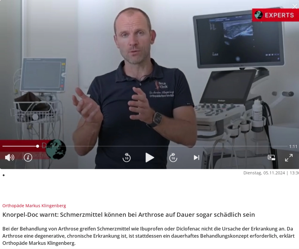 Knorpel-Doc warnt: Schmerzmittel können bei Arthrose auf Dauer sogar schädlich sein