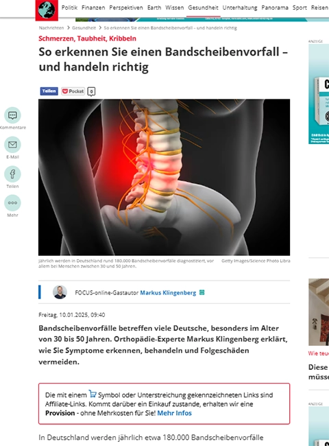 So erkennen Sie einen Bandscheibenvorfall – und handeln richtig – Markus Klingenberg